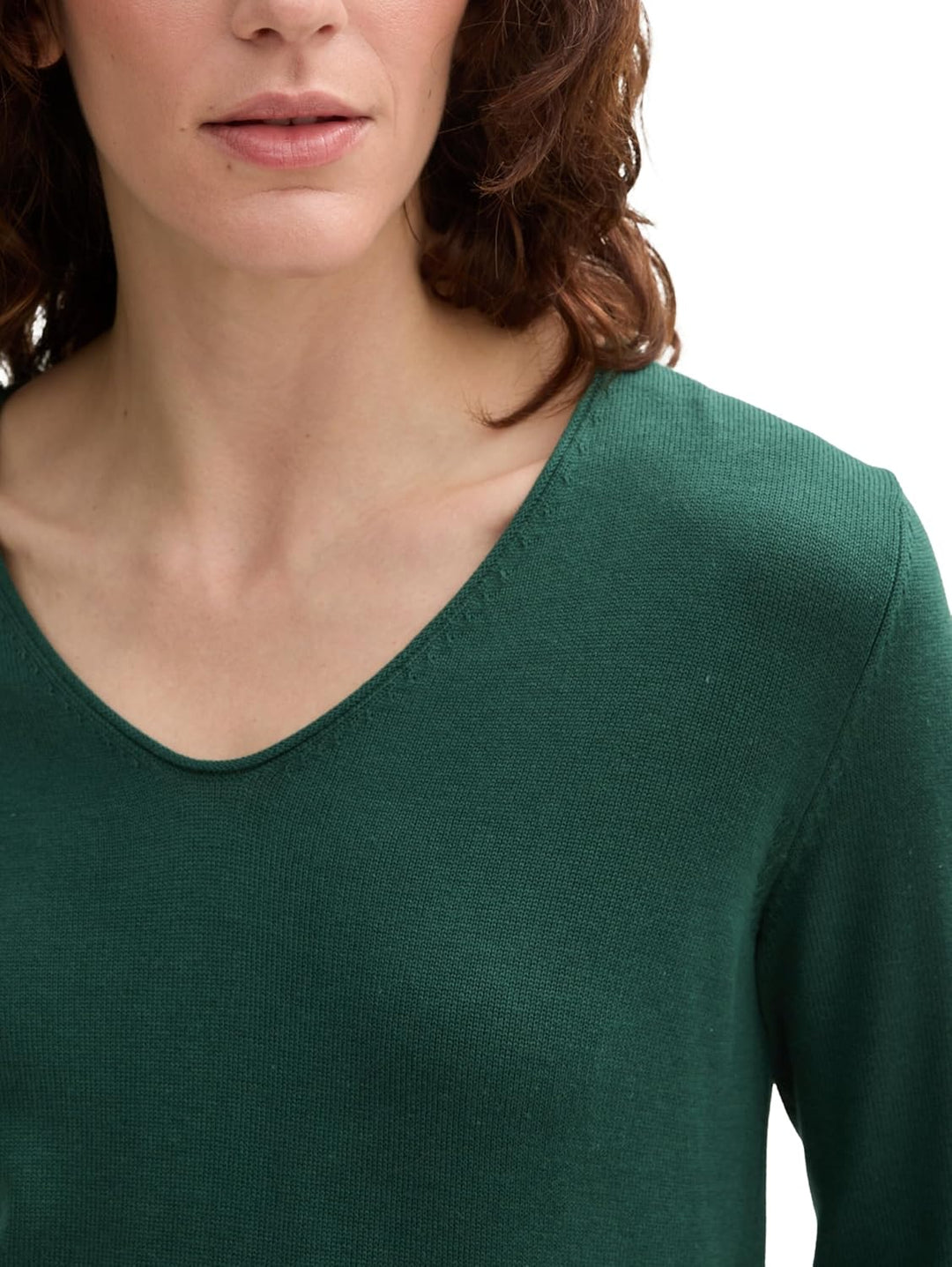 TOM TAILOR Damen Basic Strickpullover mit V-Ausschnitt S 30024 - Explorer Green, S 30024 - Explorer