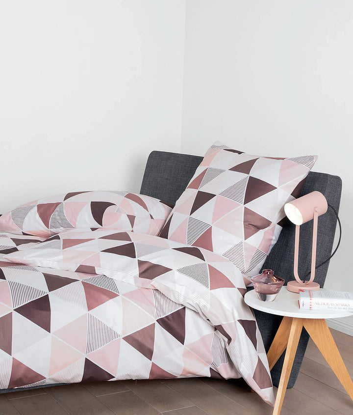 Janine Mako-Satin Bettwäsche J. D. 200x200 cm + 2X 80x80 cm rosé-Rosenholz-Koralle, 200x200 cm + 2x