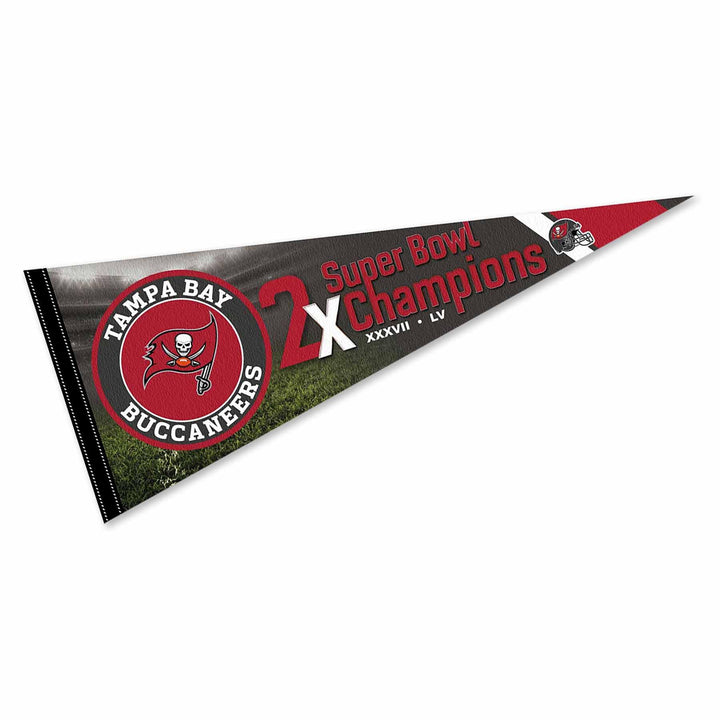 WinCraft Tampa Bay Buccaneers 2 Time Bowl Champions Pennant Banner Flag
