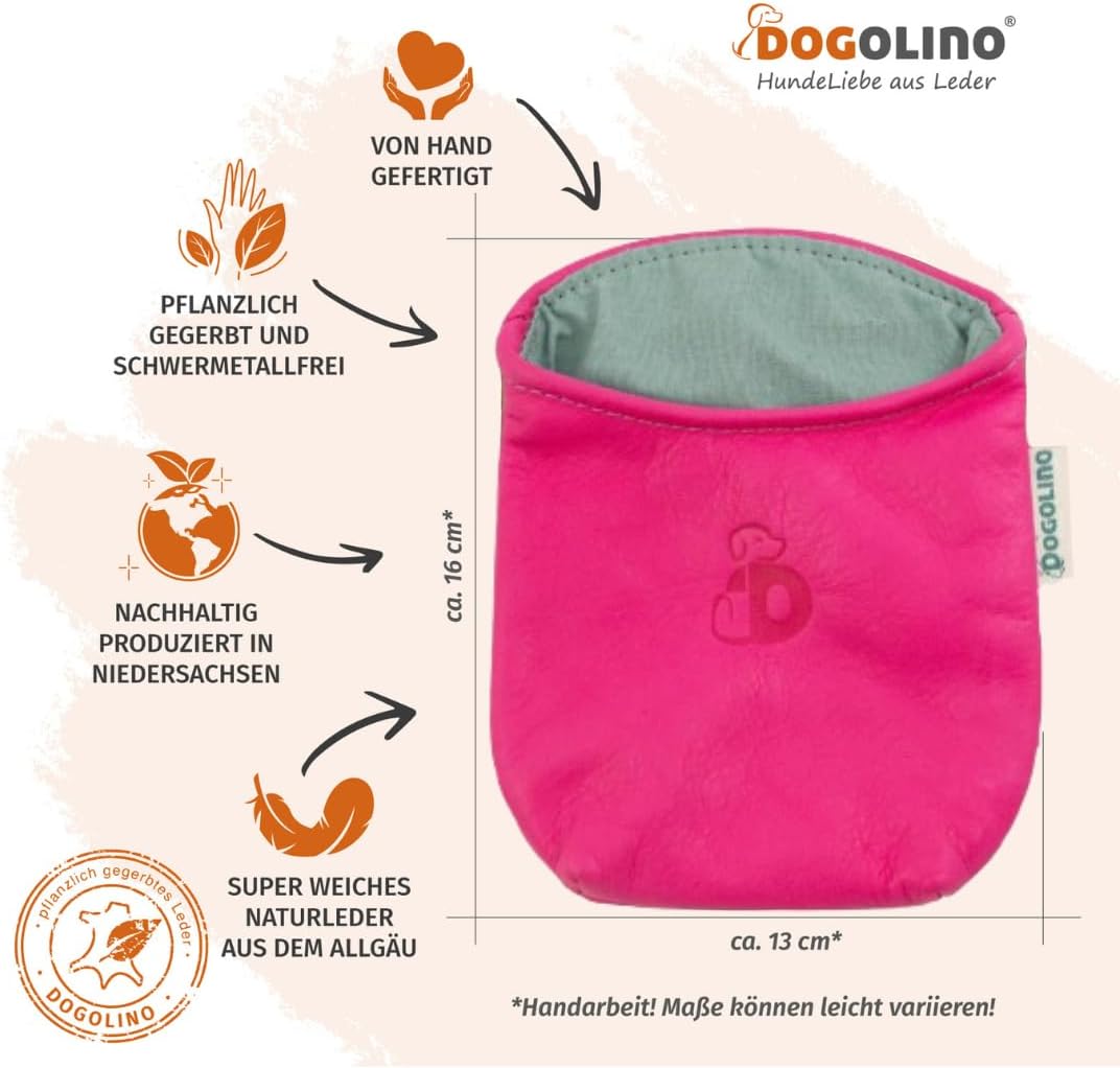 DOGOLINO® Leckerli-Beutel für Hunde aus Leder - Leckerlitasche - Leckerlibeutel mit Kotbeutelspender