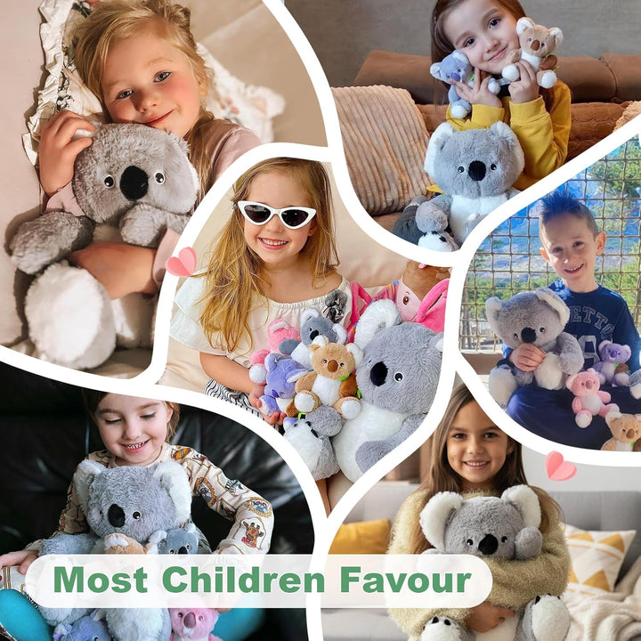 OUOZZZ 5 Stück Koala Kuscheltier Set, 30cm Weich Koala Plüschtier mit 4 Baby im Bauch - Baby Geburts