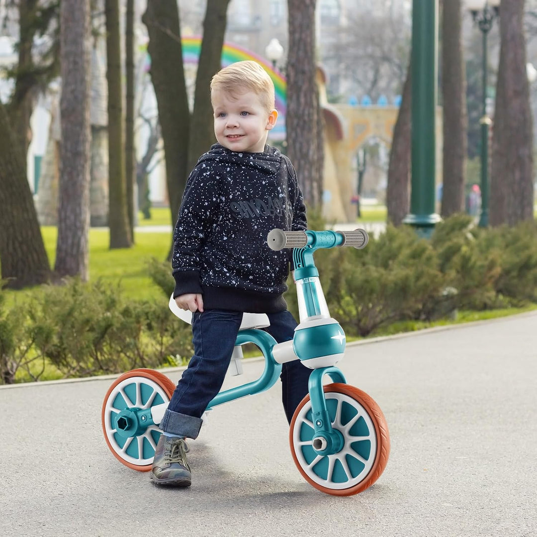 SOARS 4 in 1 Laufrad, Kinder Dreirad mit 4-stufig verstellbarem Schiebegriff, 2-stufigem Sattel, abn