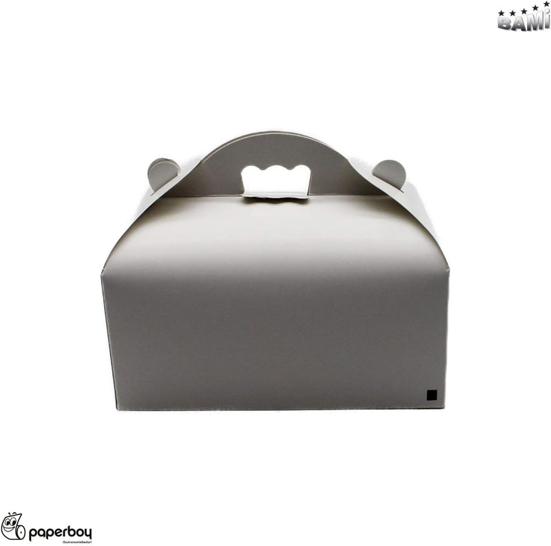 BAMI 25 Stück Konditorei Box Gebäckkarton Kuchenbox, M- 200x130x90mm Tortenbox, aus Pappe mit Griff,