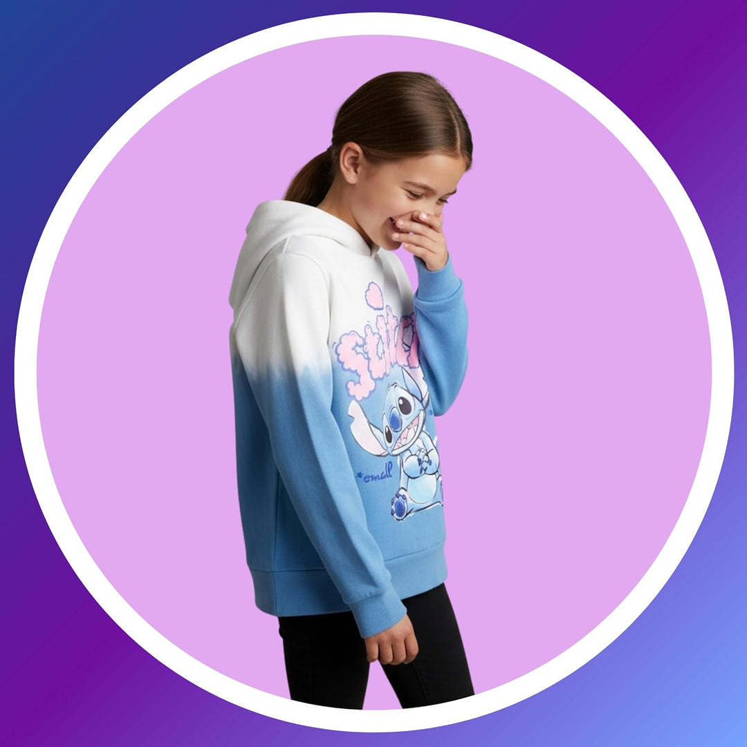 Disney Stitch Mädchen Kapuzenpullover, Sweatshirt für Kinder, Grössen 3 bis 8 Jahre 4 Jahre Blau, 4