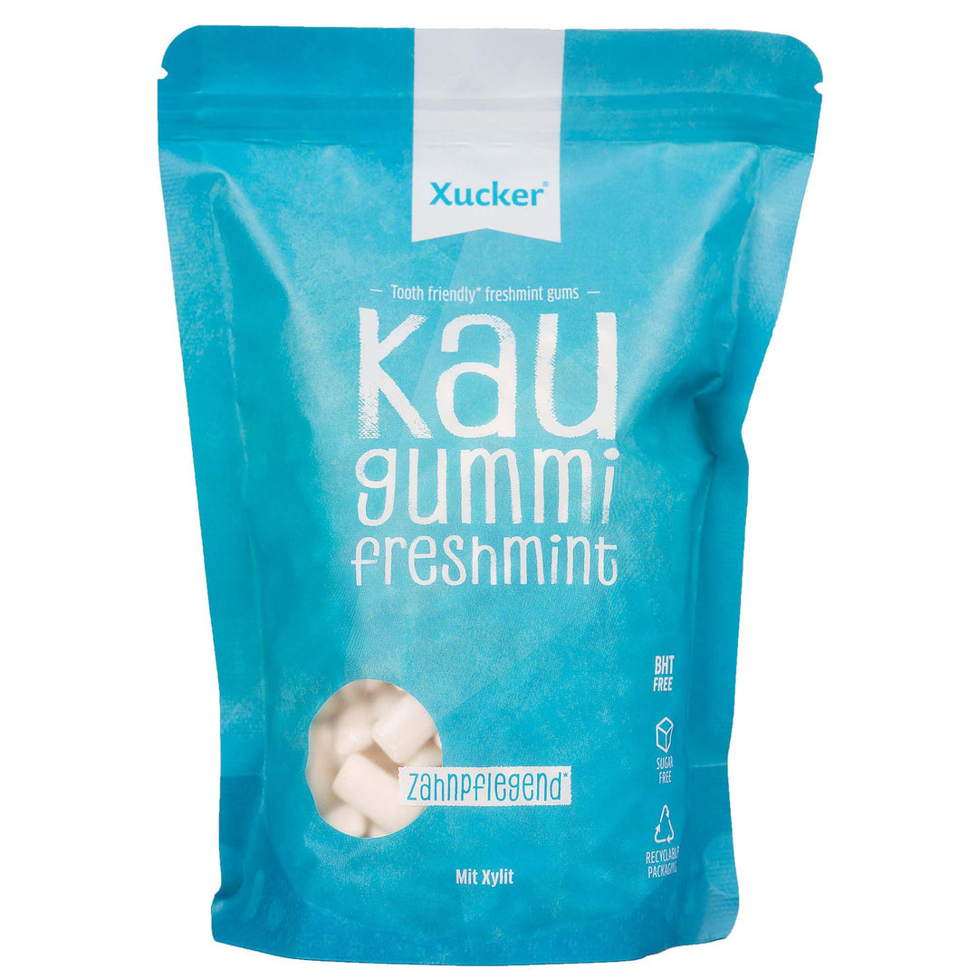 Xucker Zuckerfreie Zahnpflege Kaugummis - Xylit Kaugummi zuckerfrei mit Freshmint Geschmack I Vegane