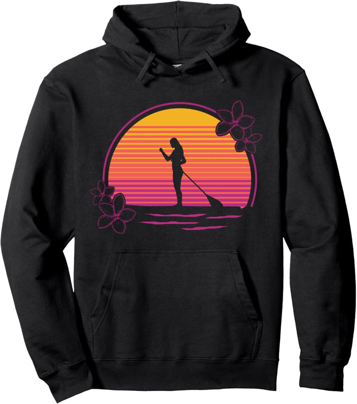 Stand Up Paddling Blumen SUP Retro Stand Up Paddeln Pullover Hoodie