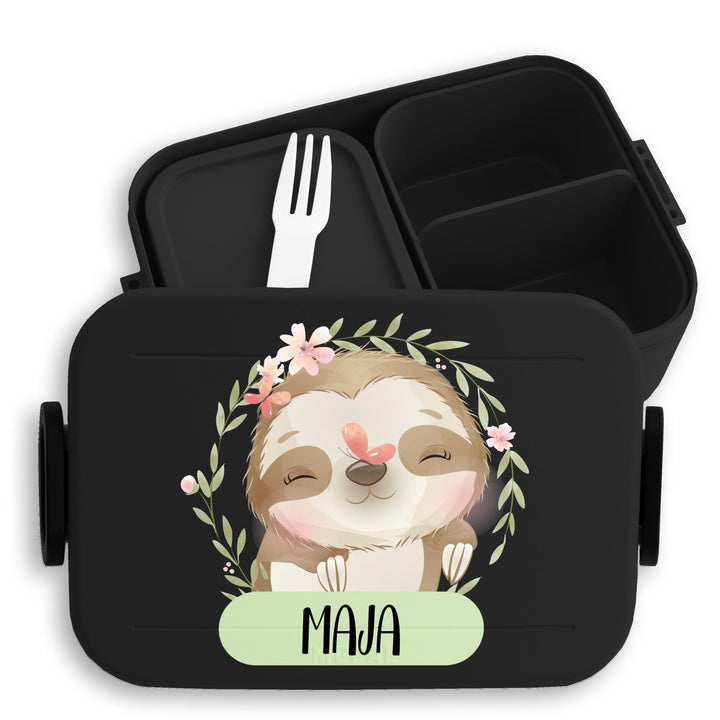 Kinder Bento Box Midi Lunchbox für Mepal Bentobox - Brotdose Faultier mit Name | Geschenk Einschulun