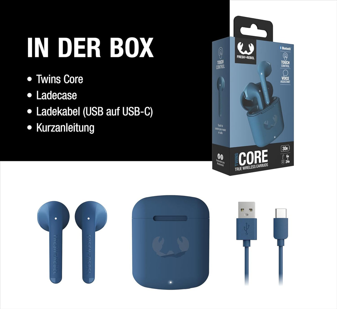 Fresh 'n Rebel Twins Core, True Wireless kabellose In-Ear Bluetooth Kopfhörer, mit Sprachassistent,