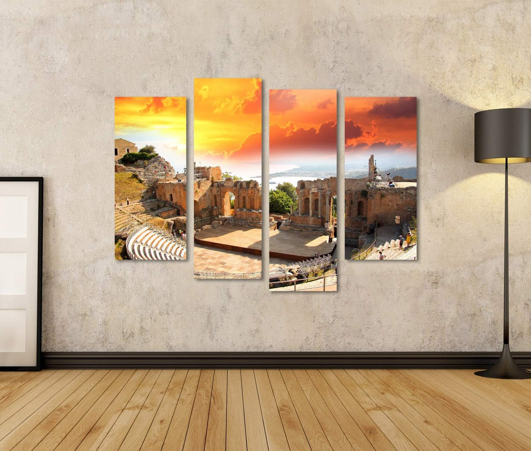 islandburner Bild auf Leinwand Taormina Theater In Sizilien Italien Bilder Wandbilder Poster Leinwan