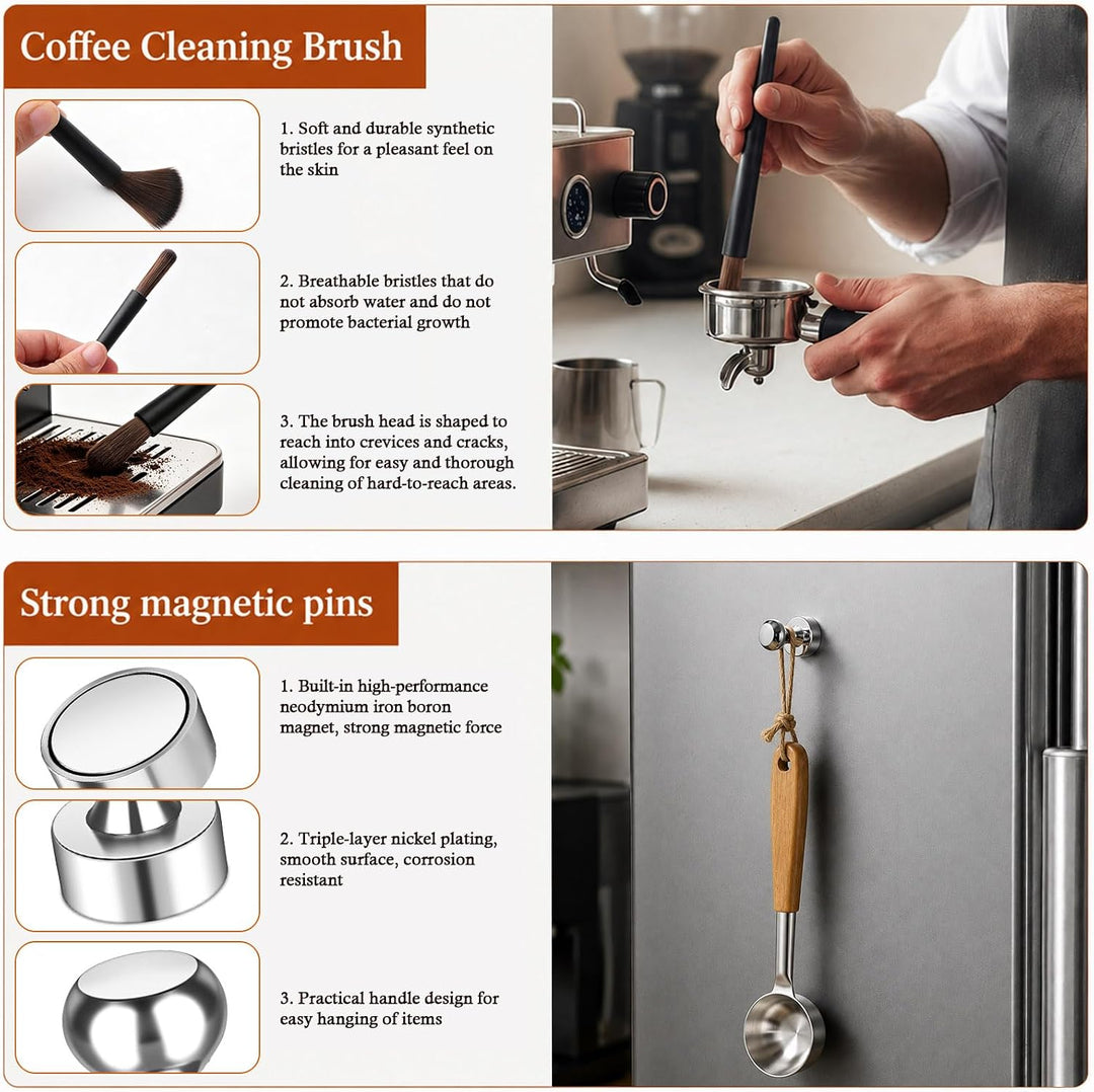 WDT Tool Espresso 51mm Siebträger Zubehör Set Espresso Nadel mit 7 Feinen Nadeln 5 Ersatznadeln Magn