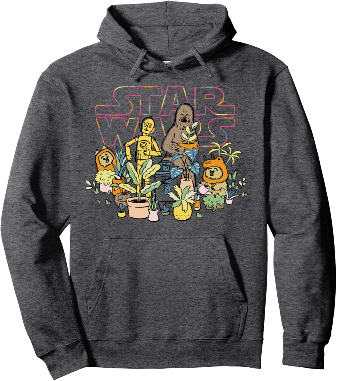 Star Wars C-3PO And Chewbacca Plant Doodle C1 Pullover Hoodie