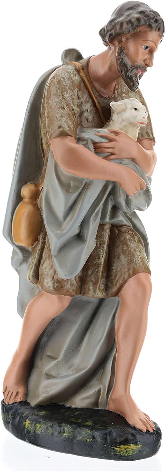 Holyart Hirte mit Schaf Krippen handbemalt von Arte Barsanti, 40 cm