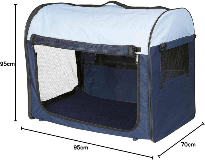 TRIXIE Hundebox Basic – Grösse M-L: 70 x 75 x 95 cm - mit abdeckbaren Netzeinsätzen, Fleece-Bodenpla