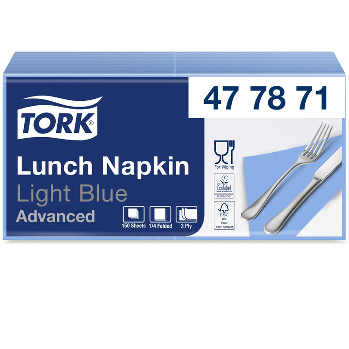 Tork 477871 Soft Lunchservietten Hellblau / 3lagige, saugfähige Papierservietten in Blau / Vielfälti