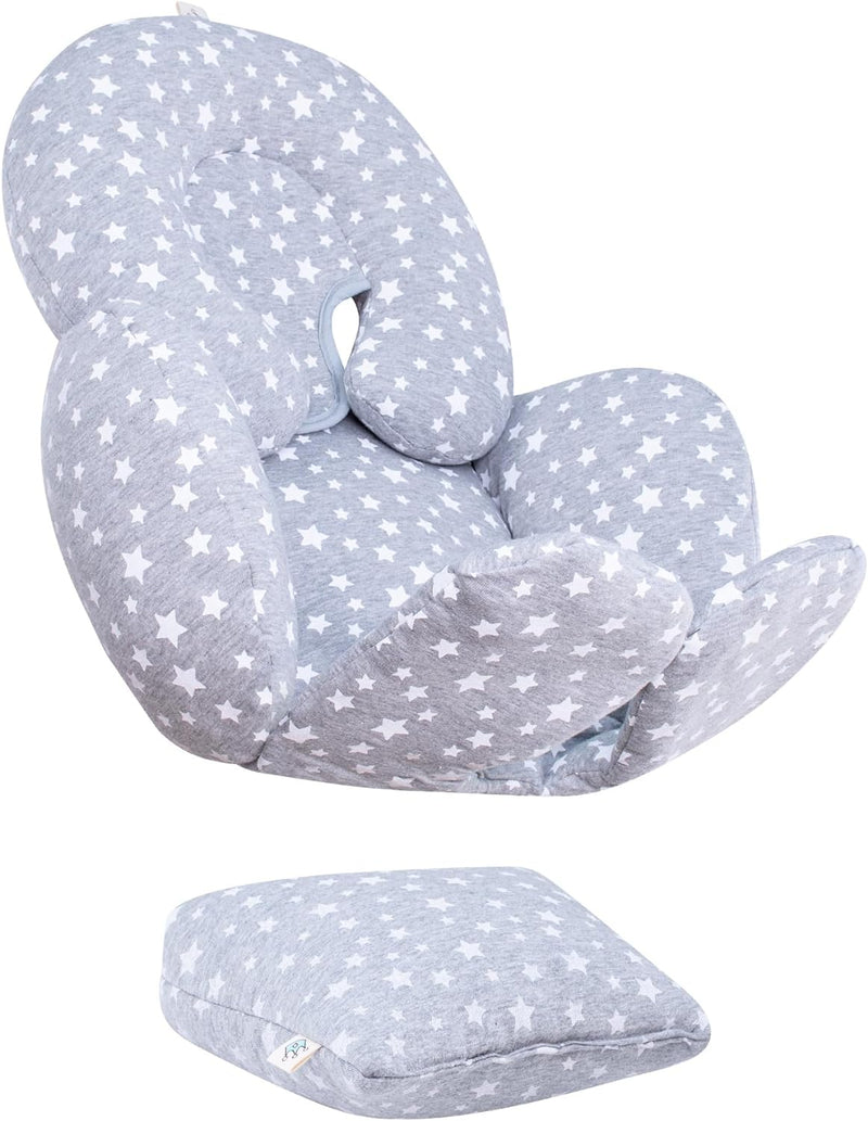 JYOKO Kids Sitzverkleinerer Antiallergikum Universal Baby 100% Baumwolle (White Star, Enthält Kopf-,