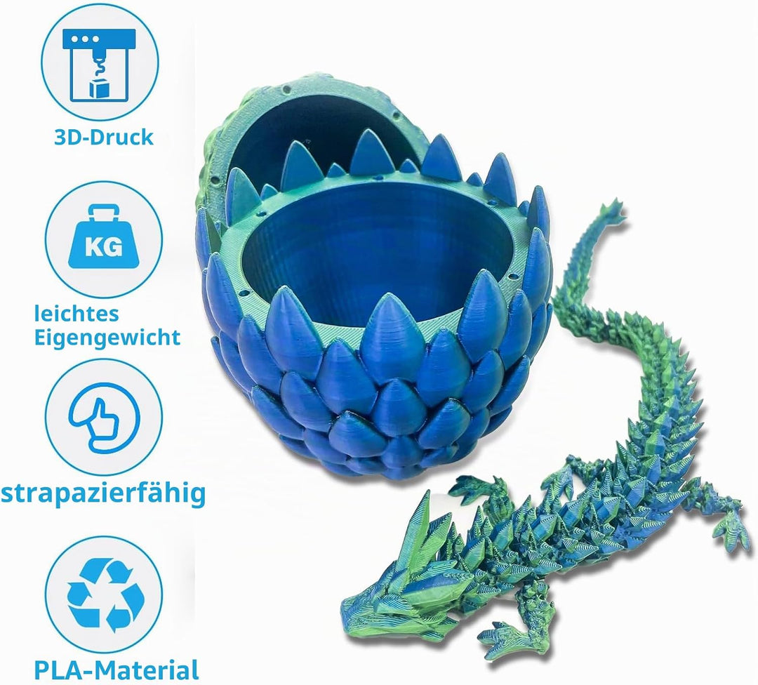 Yearsahrk 3D Gedrucktes Drachenei Geheimnisvolle Drachen Spielzeug Realistische Realistische Bewegli