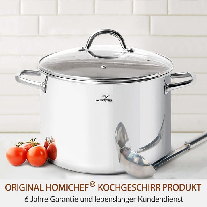 HOMICHEF Grosser Suppentopf mit Deckel aus nickelfreiem Edelstahl (29 cm, 11 Liter) – Hochglanzpolie