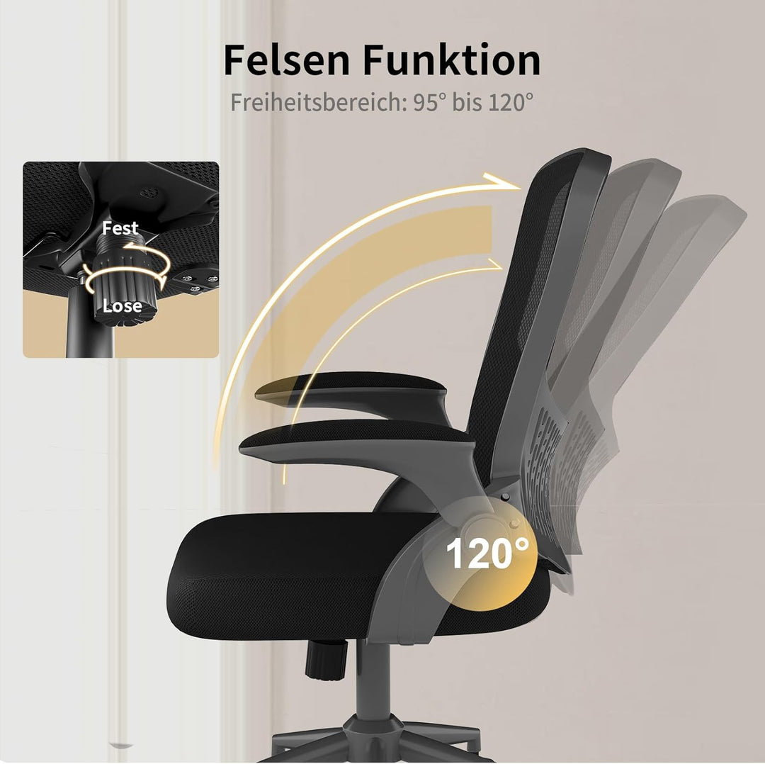 naspaluro Ergonomischer Bürostuhl, Schreibtischstuhl mit klappbaren Armlehnen, höhenverstellbar, Nei