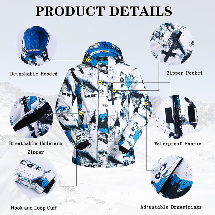 ALSOGO Herren Ski Jacke und Hosen Set Ski Anzug Winter Wasserdicht Winddicht Kapuze Schneemantel 2-S