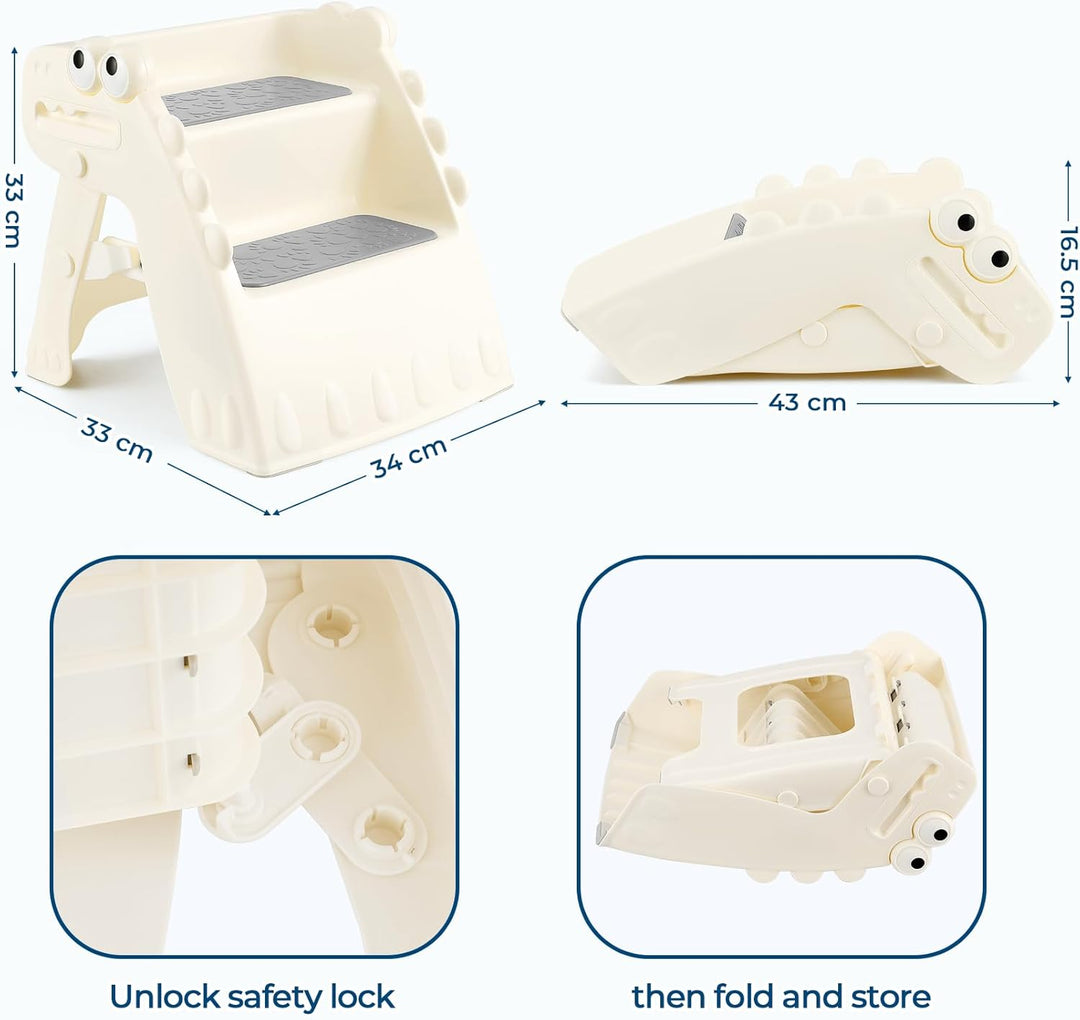 Onasti Klappbarer Tritthocker Kinder, 2-stufiger Rutschfester Hocker für Kinder, ideal für Töpfchen,