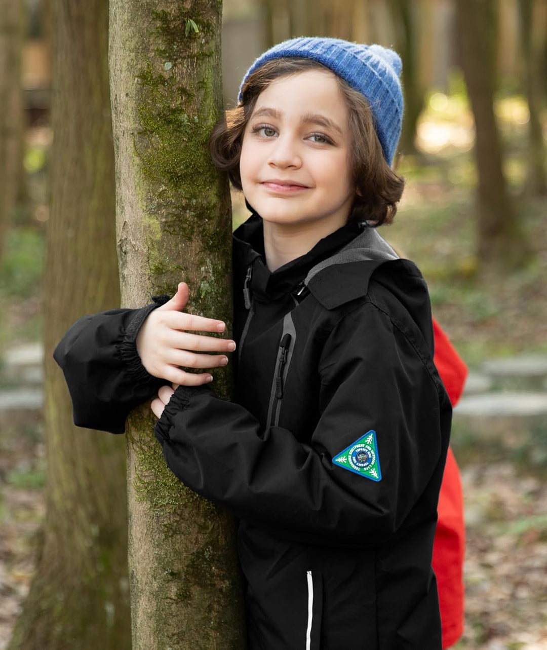 YoungSoul Kinder wasserdichte Regenjacke mit Abnehmbarer Kapuze 104-110 Schwarz, 104-110 Schwarz