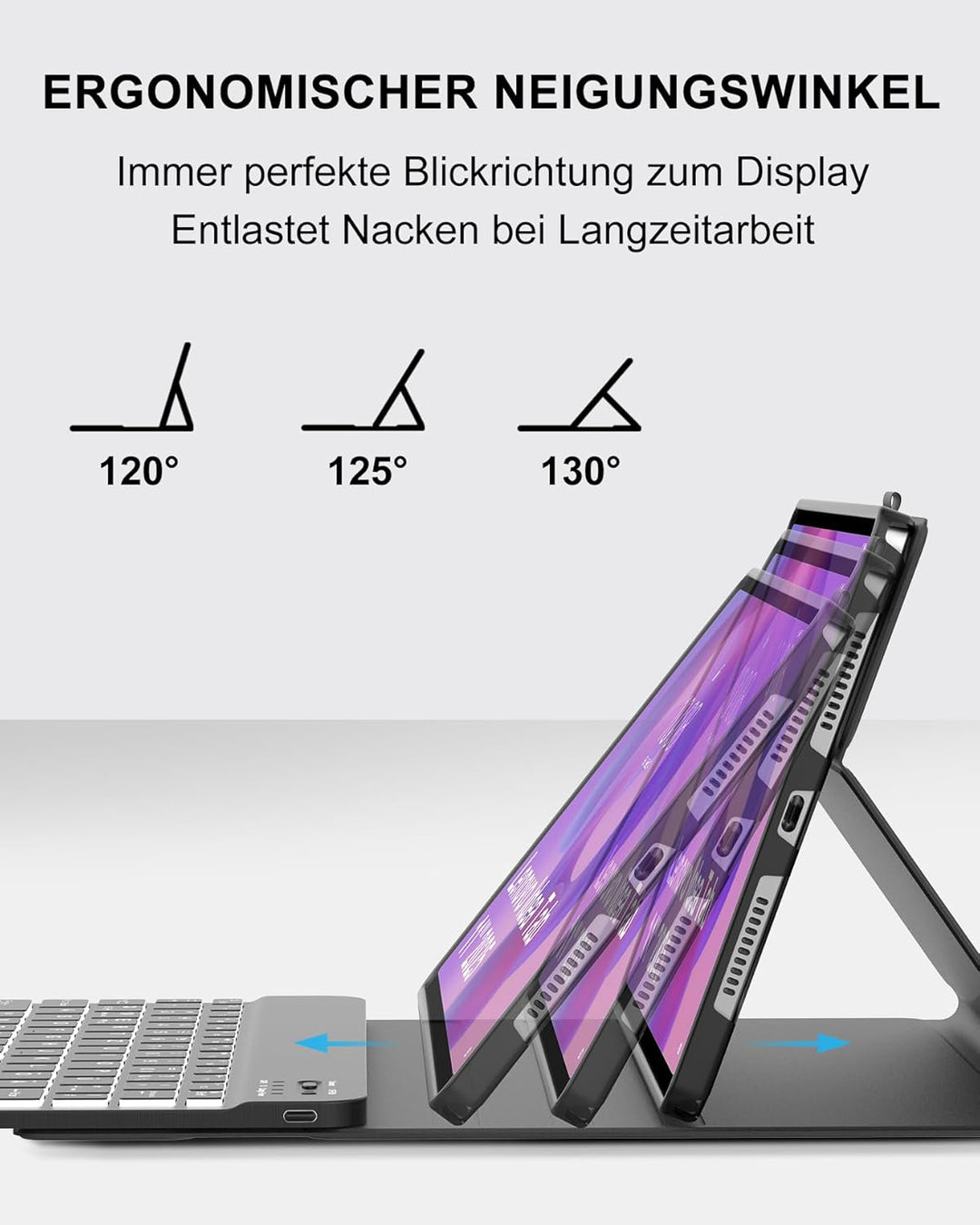 Beleuchtete Tastatur Hülle für Lenovo Idea Tab 11" (2025), 7-Farben-Hintergrundlicht Bluetooth Keybo