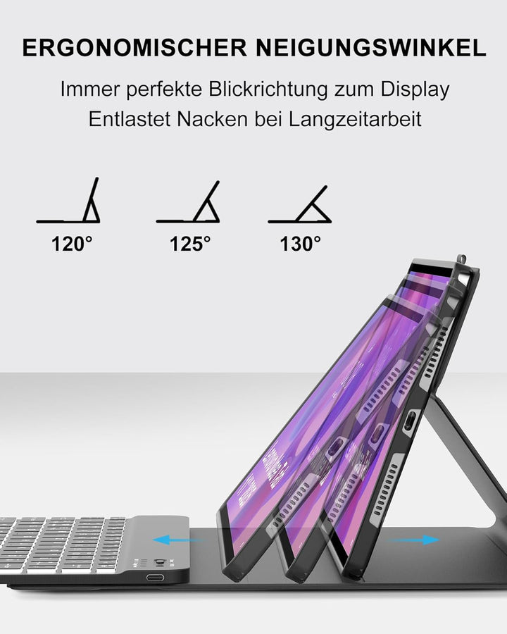Beleuchtete Tastatur Hülle für Lenovo Idea Tab 11" (2025), 7-Farben-Hintergrundlicht Bluetooth Keybo