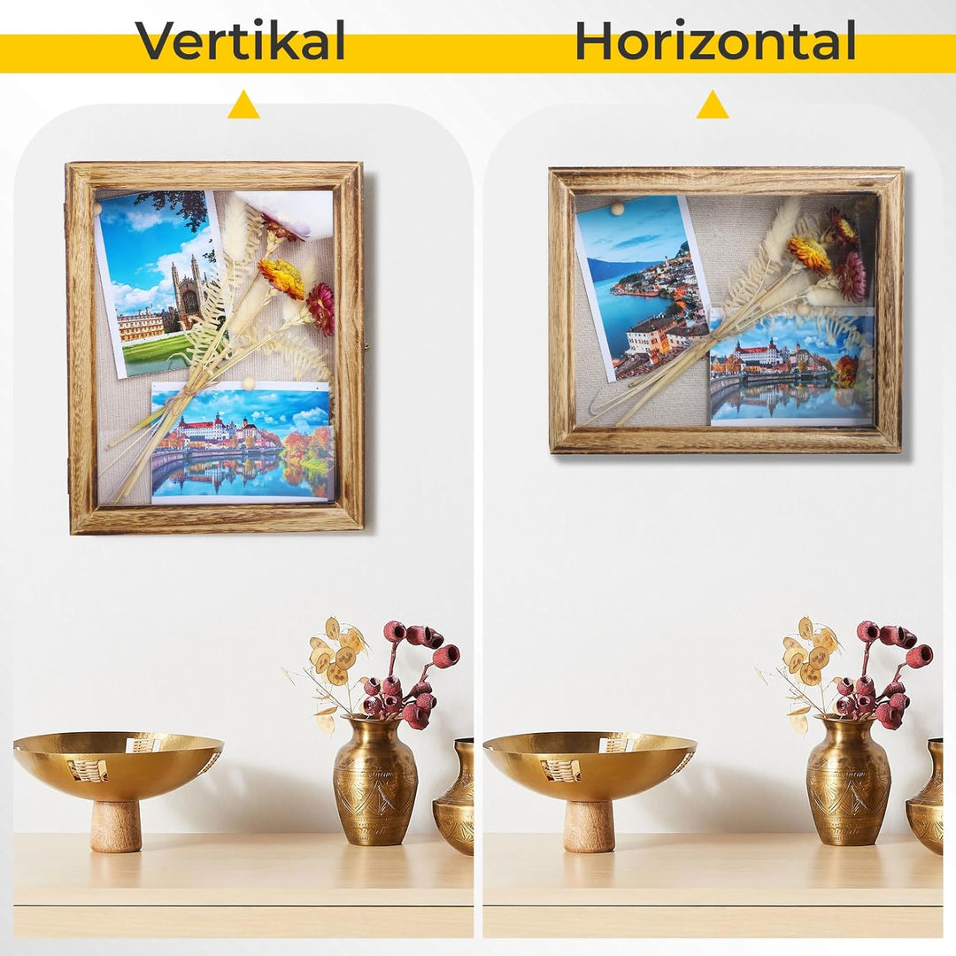 3D Bilderrahmen Zum Befüllen 25x20 cm, Objektrahmen Holz zum Aufhängen oder Stehend, Bilderrahmen Ti