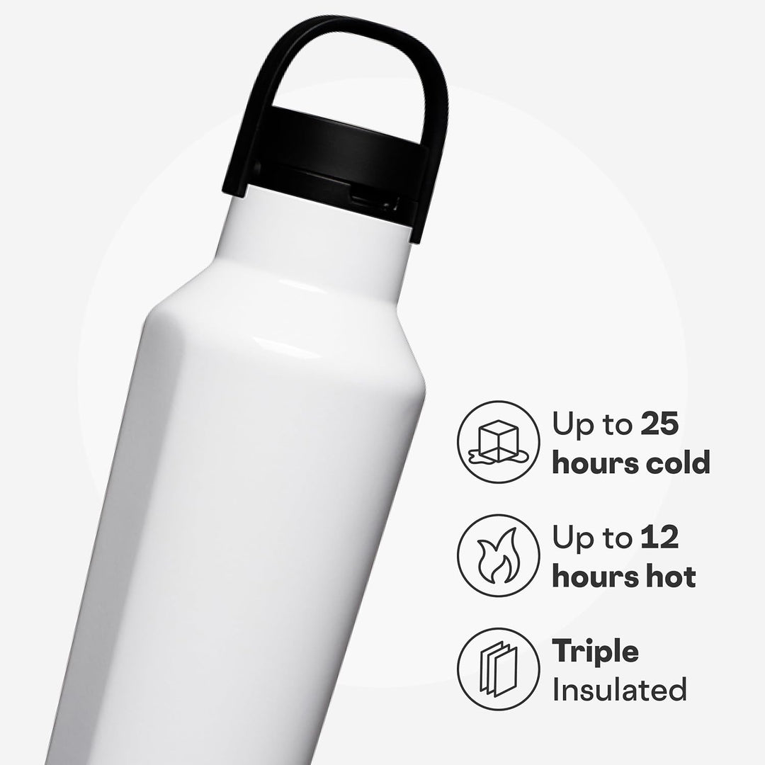 Corkcicle Sport Canteen Isolierbecher, glänzend weiss, 590 ml, wiederverwendbare Wasserflasche hält