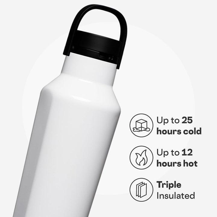 Corkcicle Sport Canteen Isolierbecher, glänzend weiss, 590 ml, wiederverwendbare Wasserflasche hält