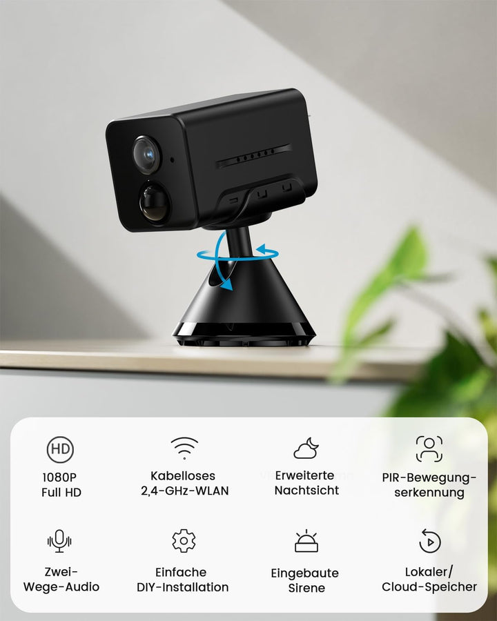 ieGeek Überwachungskamera Innen Akku,2.4GHz Überwachungskamera Innen WLAN,Mini Kamera Live Übertragu