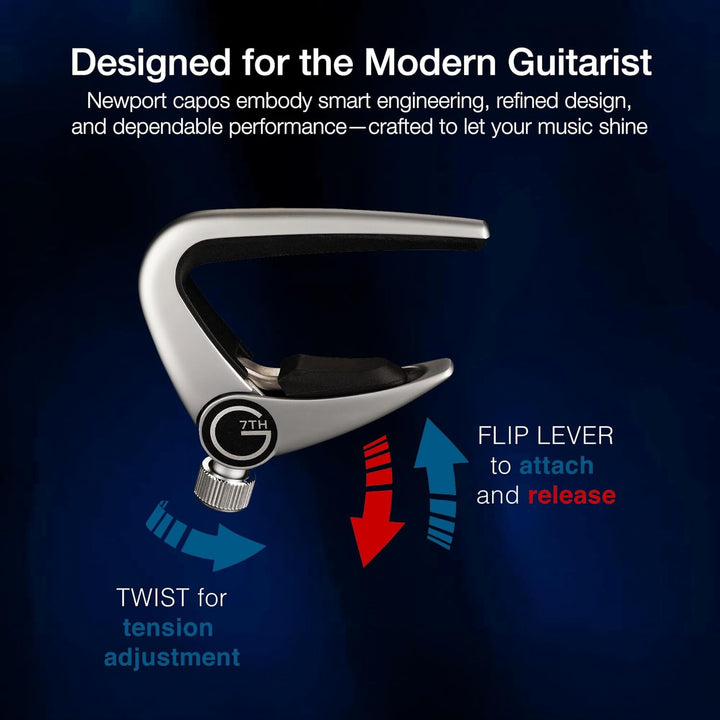 G7th C31010 Newport Capo Acoustic silver Newport, Western-/Akustikgitarre silber Single, Newport, We