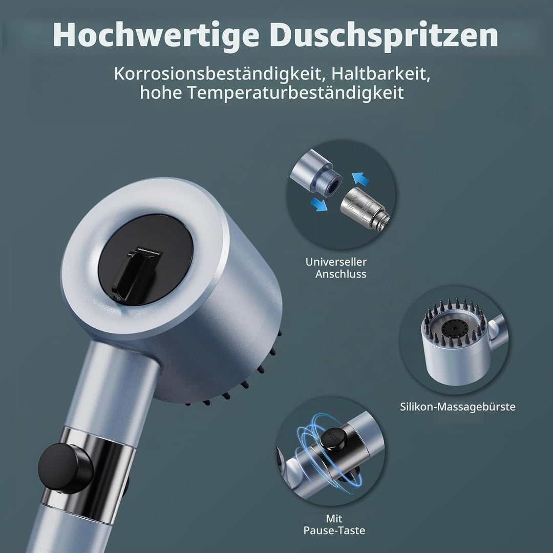 Duschkopf mit Schlauch,Duschbrause mit Filter,Handbrause mit Stoppfunktion,Hochdruck Handbrause mit