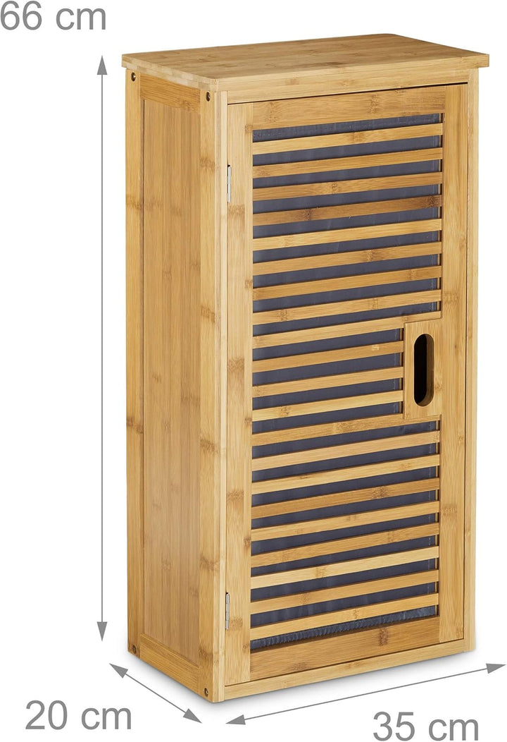 Relaxdays Badezimmer Hängeschrank aus Bambus, 2 Ablagen mit Einlegeboden, Badschrank HxBxT: 66 x 35