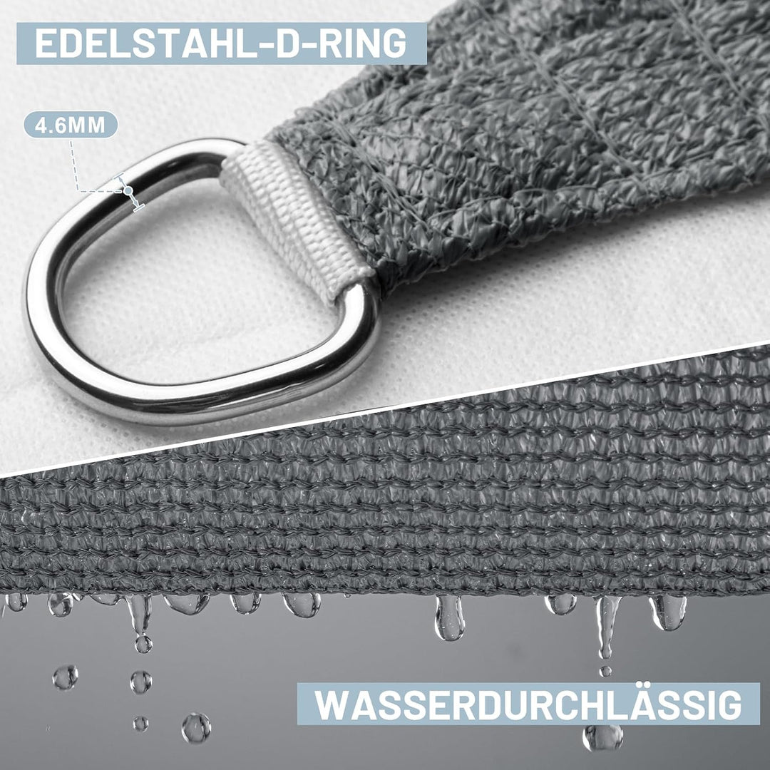 LOVE STORY Sonnensegel 2.5x2.5x3.5m Dreieckig Schattenspende für Terrasse | HDPE-Stoff Wasserdurchlä