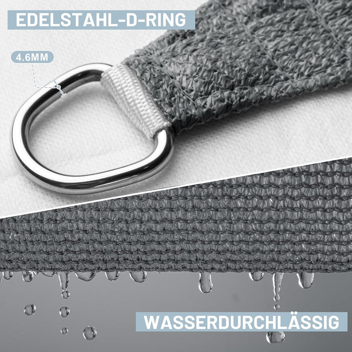 LOVE STORY Sonnensegel 2.5x2.5x3.5m Dreieckig Schattenspende für Terrasse | HDPE-Stoff Wasserdurchlä