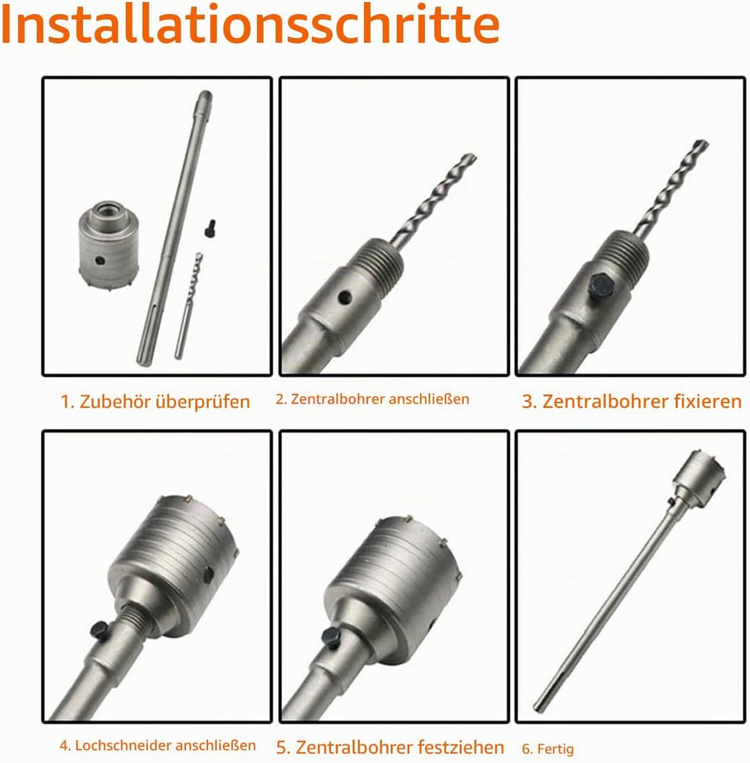 Meccion Lochsäge Hohl Bohrkrone 100mm mit SDS Plus Adapter 110 mm und Zentrierbohrer, Dosensenker Ha