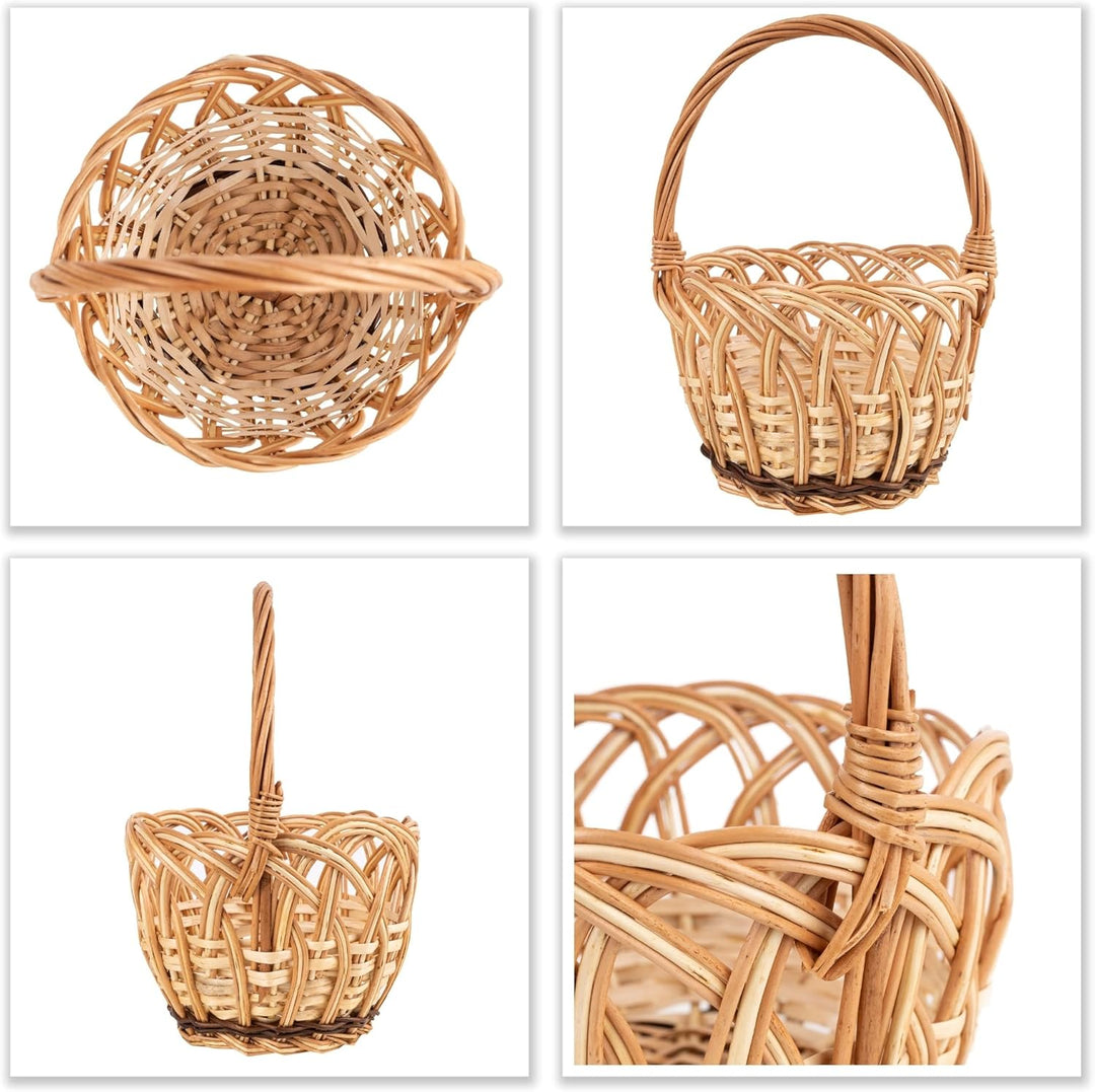 Creative Home Osterkorb Kinder Runder Weidenkorb mit Henkel | Klein 16 x 16 x 23 cm (+/- 1 cm) | Ost