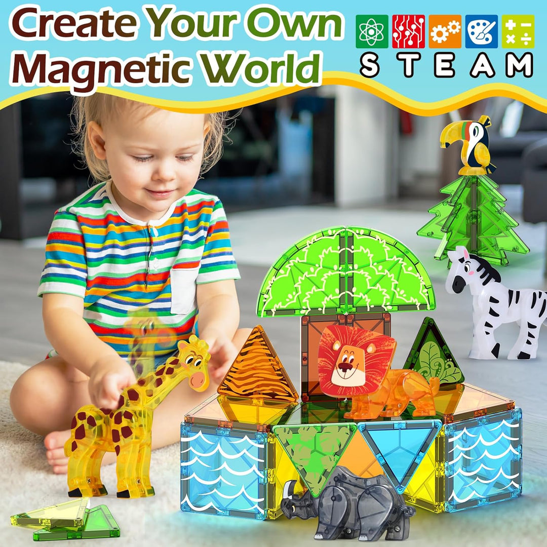 Oriate Magnet Safari Animal Magnetische Bausteine, Bewegbares Gelenk Tiere magnetspiel Magnetbaustei