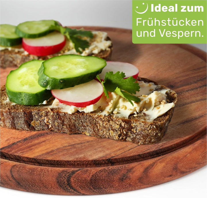 Gravidus Vesperteller aus FSC-zertifiziertem Akazienholz ⌀ 25 cm – langlebiger Brotzeitteller mit Sa