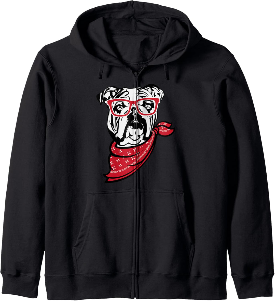 English Bulldog Face with Glasses Cute Gift Kapuzenjacke