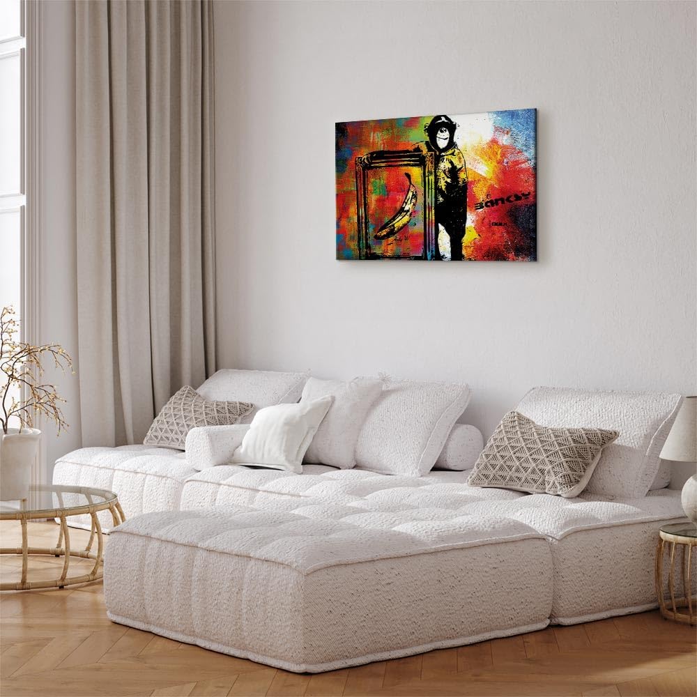 murando Akustikbild Banksy Monkey Frame Bilder Akustikschaum Hochleistungsschallabsorber Schallschut