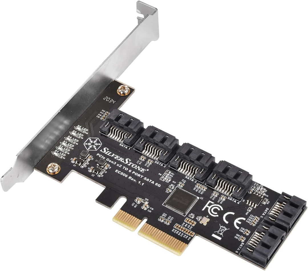 SilverStone Technology ECS06, 6-Port-SATA-Gen3- (6 Gbps) Non-RAID-PCI-Express-Gen3-x2-Karte, SST-ECS