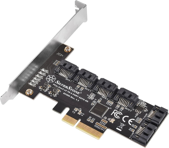 SilverStone Technology ECS06, 6-Port-SATA-Gen3- (6 Gbps) Non-RAID-PCI-Express-Gen3-x2-Karte, SST-ECS