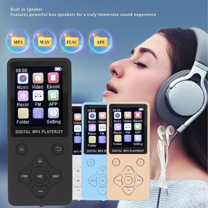 16 GB MP3-Player mit Bluetooth, HiFi-Sound, 1,8-Zoll-Bildschirm, Tragbarer Musik-Player mit Kopfhöre