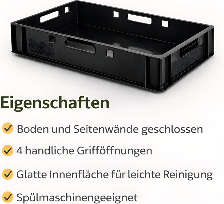BURI 5x Fleischerkiste E1 Lagerkiste 60x40x12,5 cm | Fleischkiste Metzgerkiste flach | extrem vielse