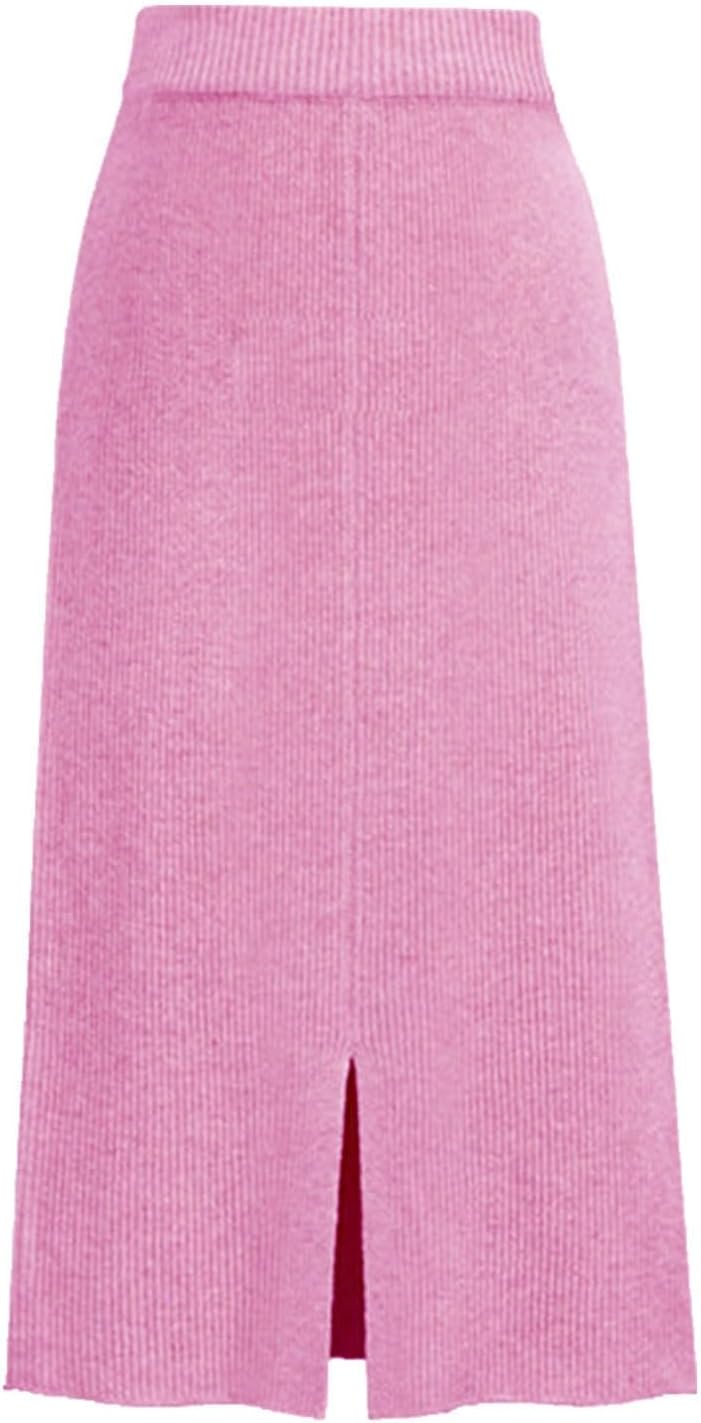 Generisch 2025 mittellanger Wollrock Dicker Rock Real 12 Hot Rosa L, Hot Rosa L
