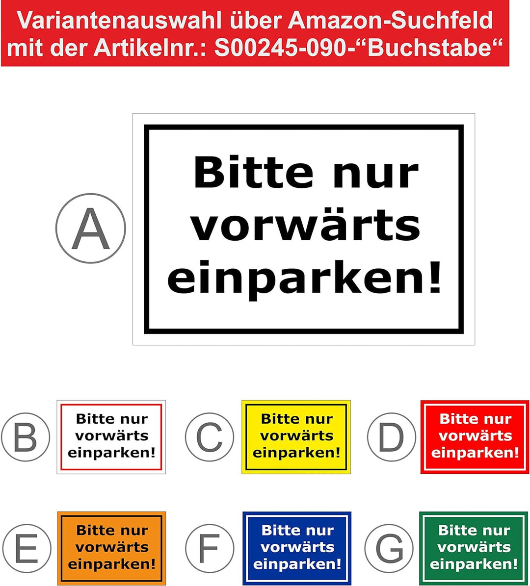 Melis Folienwerkstatt Schild Bitte nur vorwärts einparken - 60x40cm - Bohrlöcher - 3mm Aluverbund –