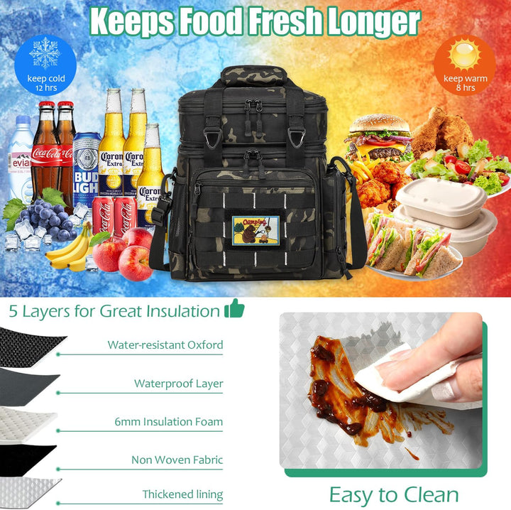 Kühltasche Picknicktasche erweiterbare Isoliertasche Lunchtasche Essen & Getränk Thermotasche für Sc