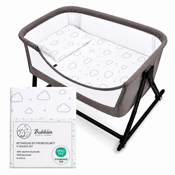 Bubblin Sheets Next to Me kompatibel 83x50 cm 3er Set: Kissenbezug + Top Sacklaken + Matratzenbezug